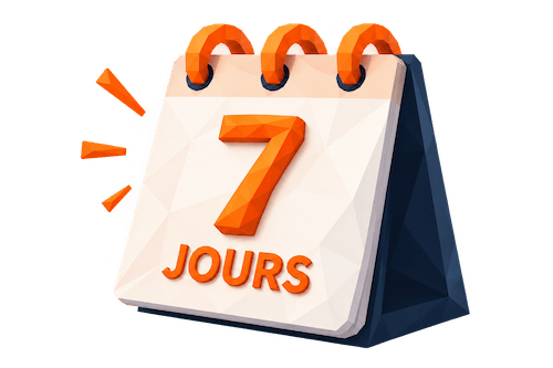 Calendrier illustrant la livraison du site en 7 jours