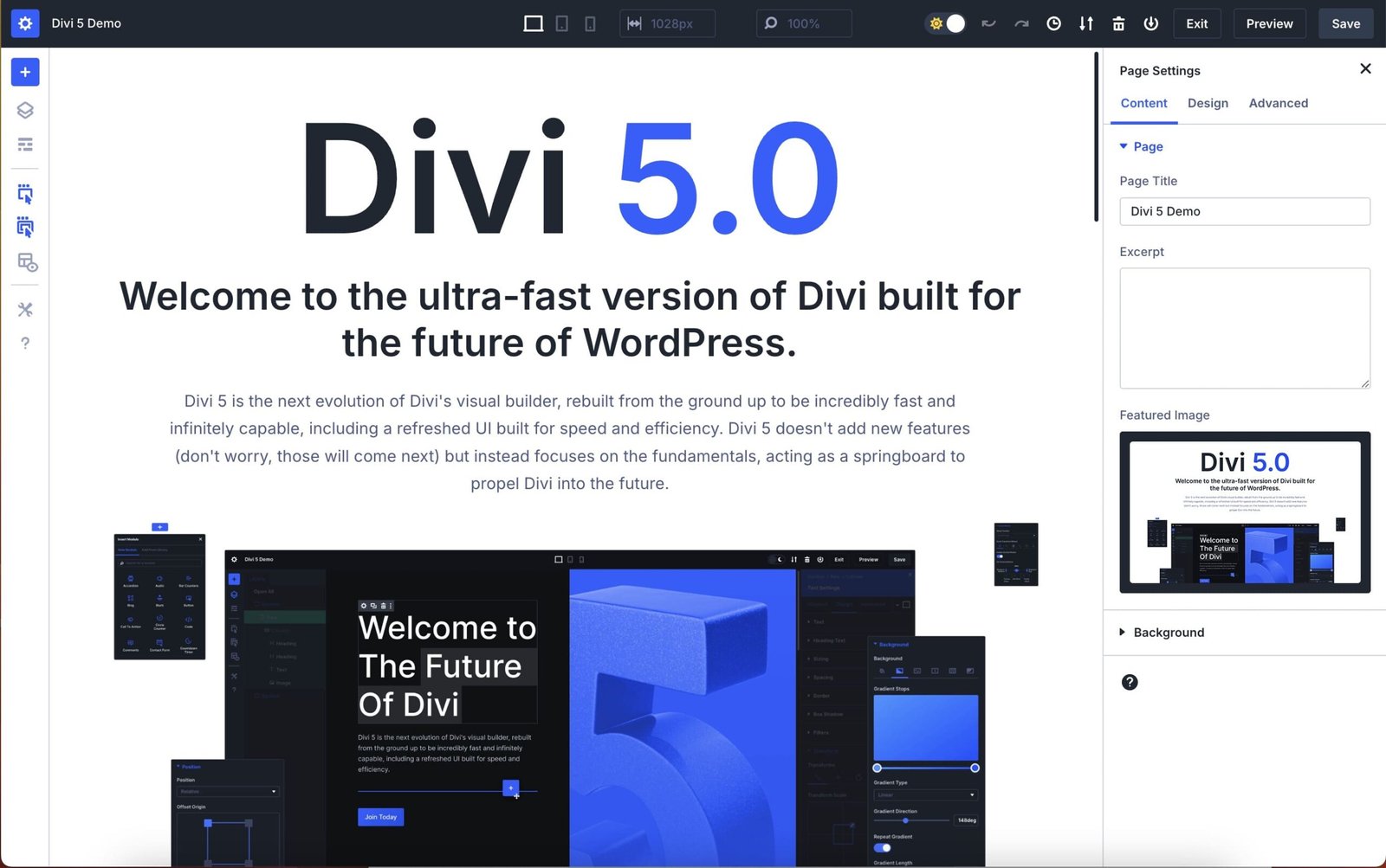 Divi 5 en démo