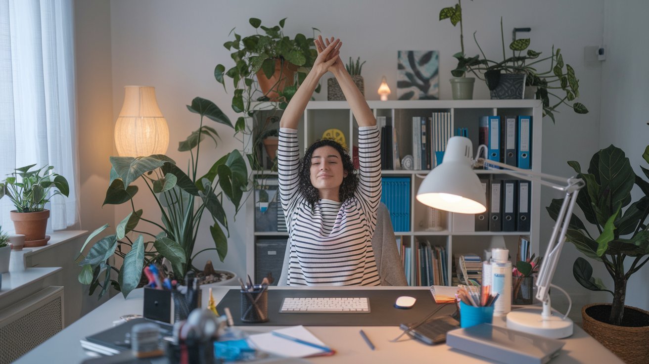 freelancer détendue à son bureau