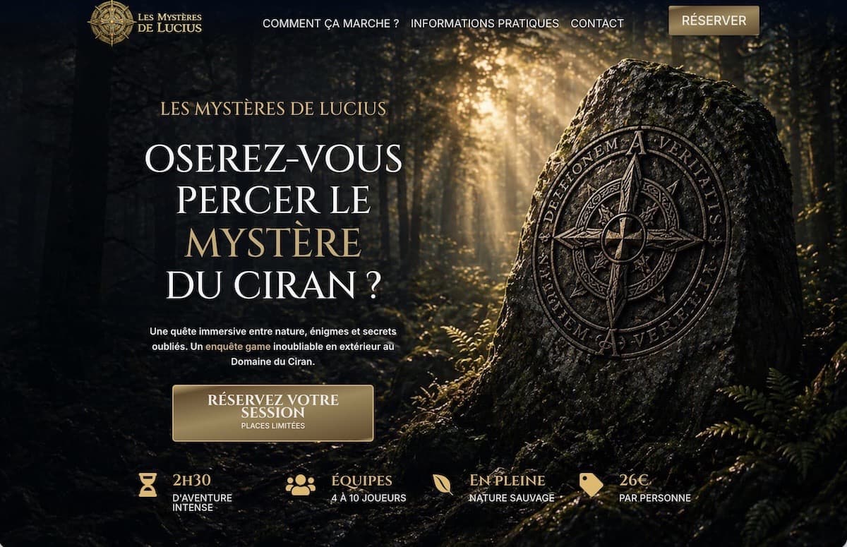 Les Mystères de Lucius Site des Mystères de Lucius, activité de loisirs