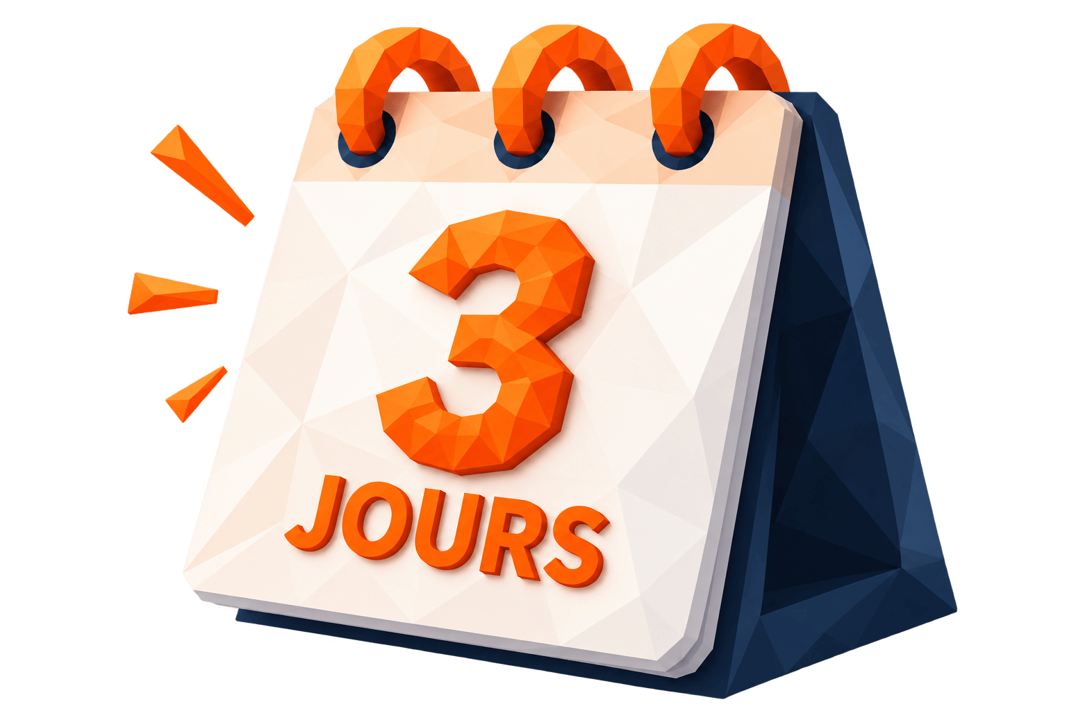 Calendrier illustrant la livraison du site en 3 jours